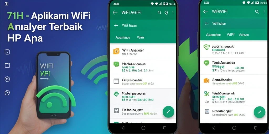 Tampilan antarmuka utama 71H dengan fungsi WiFi Analyzer yang mudah dimengerti.