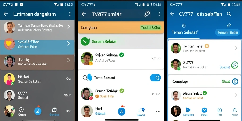 Tampilan utama CV777 menunjukkan daftar teman sekitar yang interaktif.