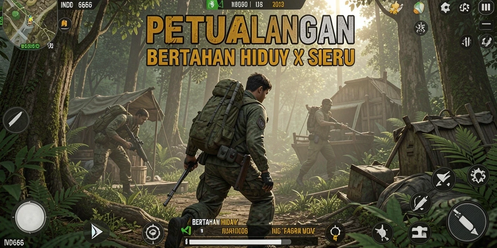 Tampilan antarmuka game Bertahan Hidup yang menarik dan interaktif.