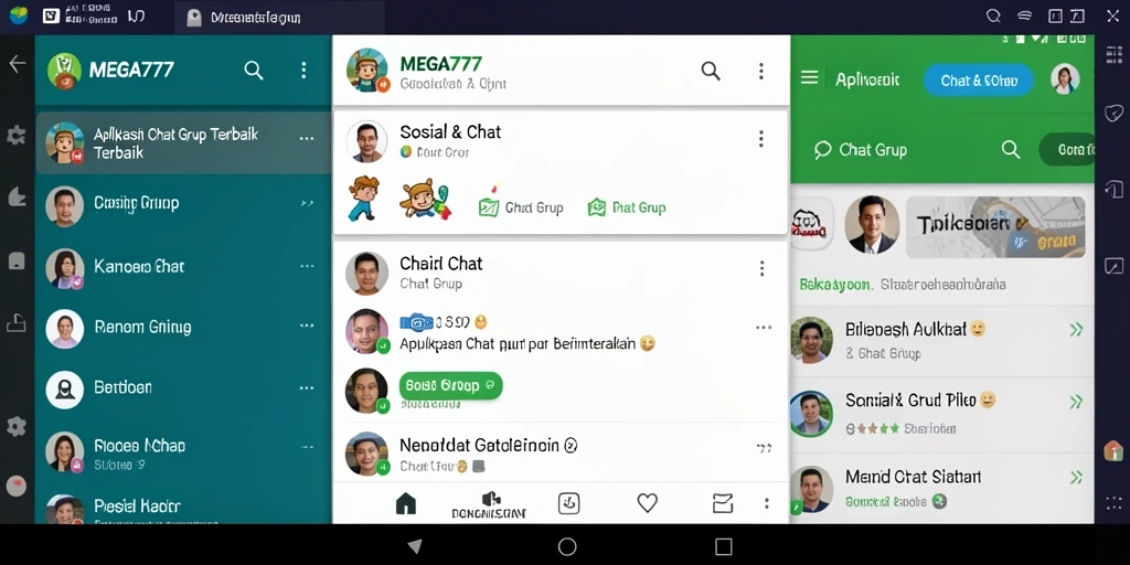 Tampilan antarmuka MEGA777 yang modern dan fungsional untuk Chat Grup.