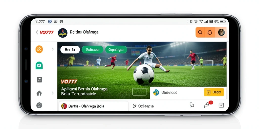 Tampilan antarmuka pengguna VO777 dengan fitur berita olahraga bola.
